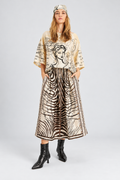 Cream & Brown Zebra Print Midi Skirt