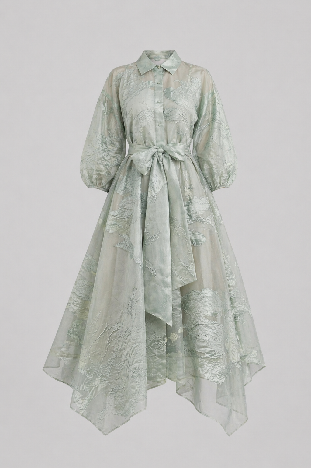 Sage Green Organza Midi Dress