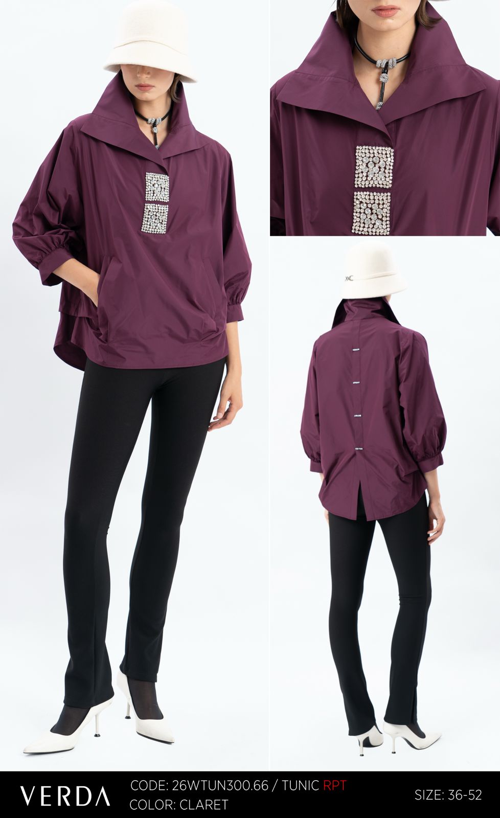 Claret Crystal-Detail Tunic