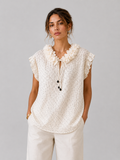 Pleated Ruffle Neck Blouse