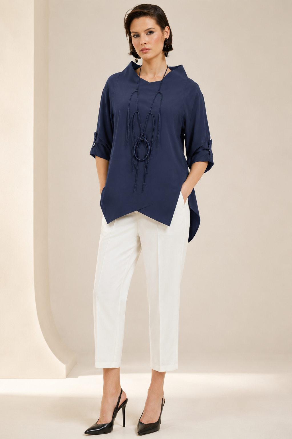 Blue Tunic With Rope Necklace