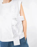 White Bow-Detail Sleeveless Top