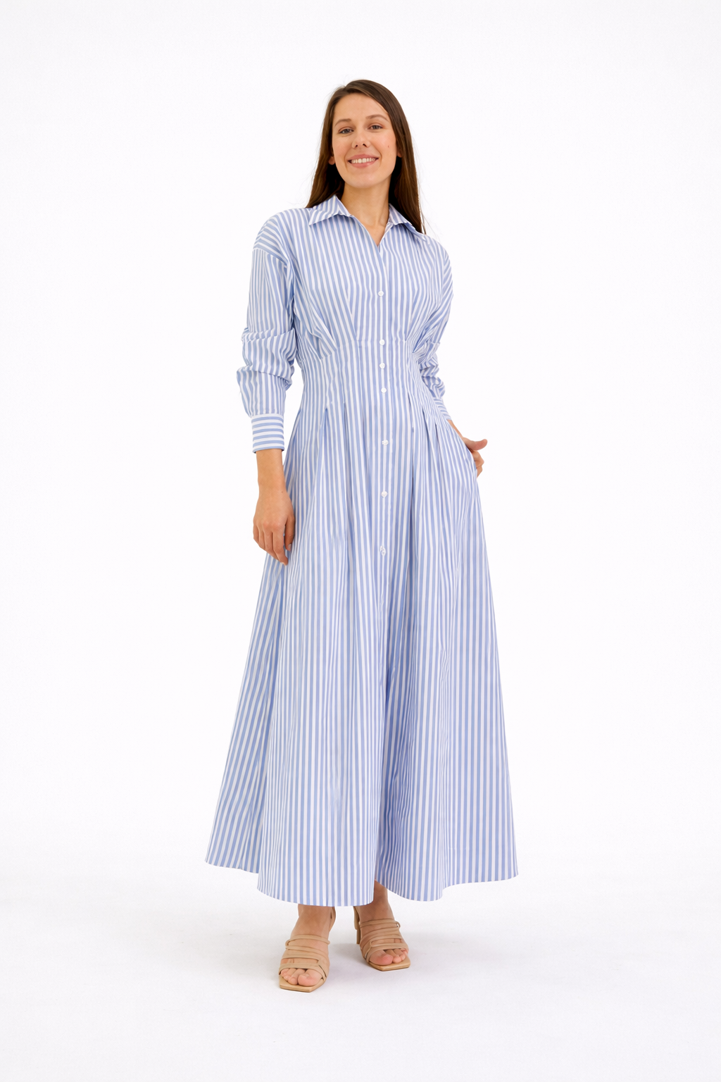 Blue Striped Shirtdress
