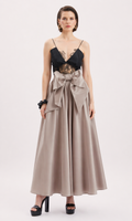 Satin Bow Detail Skirt – Taupe