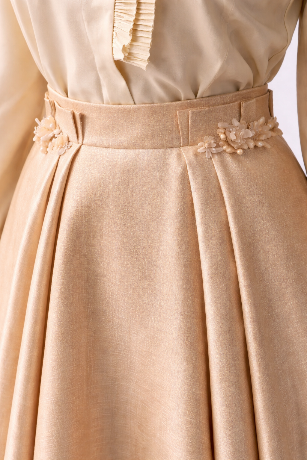 Jeweled Champagne Satin Skirt