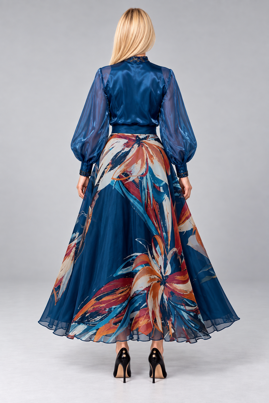 SAY Petrol Floral Maxi Skirt