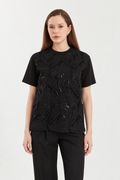 Black Embroidered Sequin Top