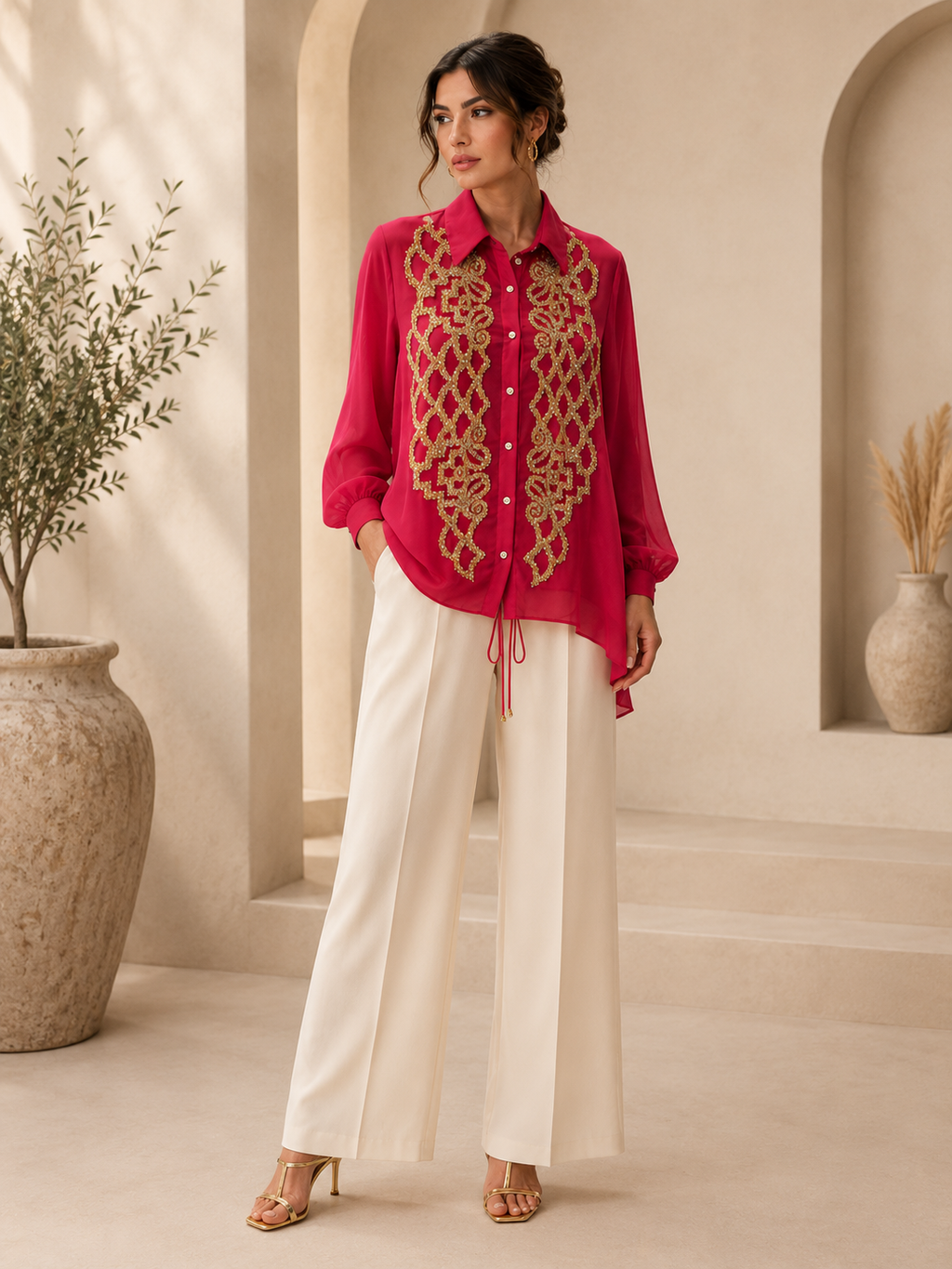 Beaded chiffon shirt