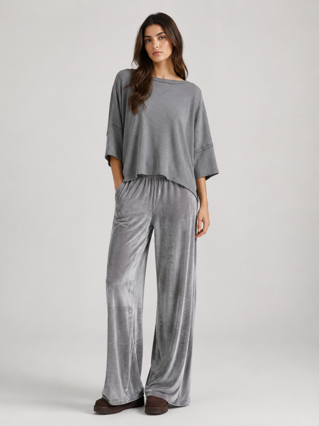 Silver Grey Relaxed Two-Piece Set