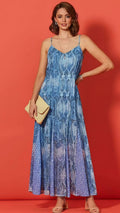 Azure Paisley Shimmer Dress
