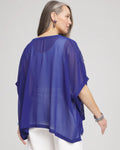 Royal Blue Floral Poncho Blouse