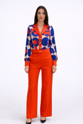 Geometric pattern orange suit