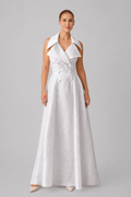 Textured Halter Maxi Dress – White
