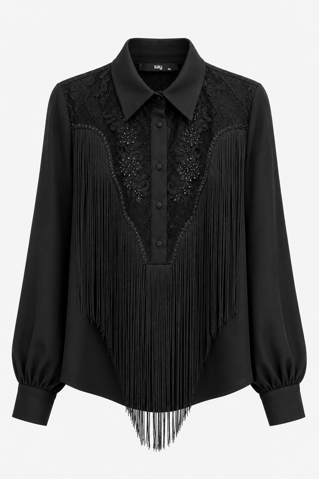 Noir Fringe Couture Blouse