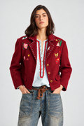 Burgundy Embroidered Jacket
