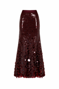 Burgundy Sequin Embellished Skirt