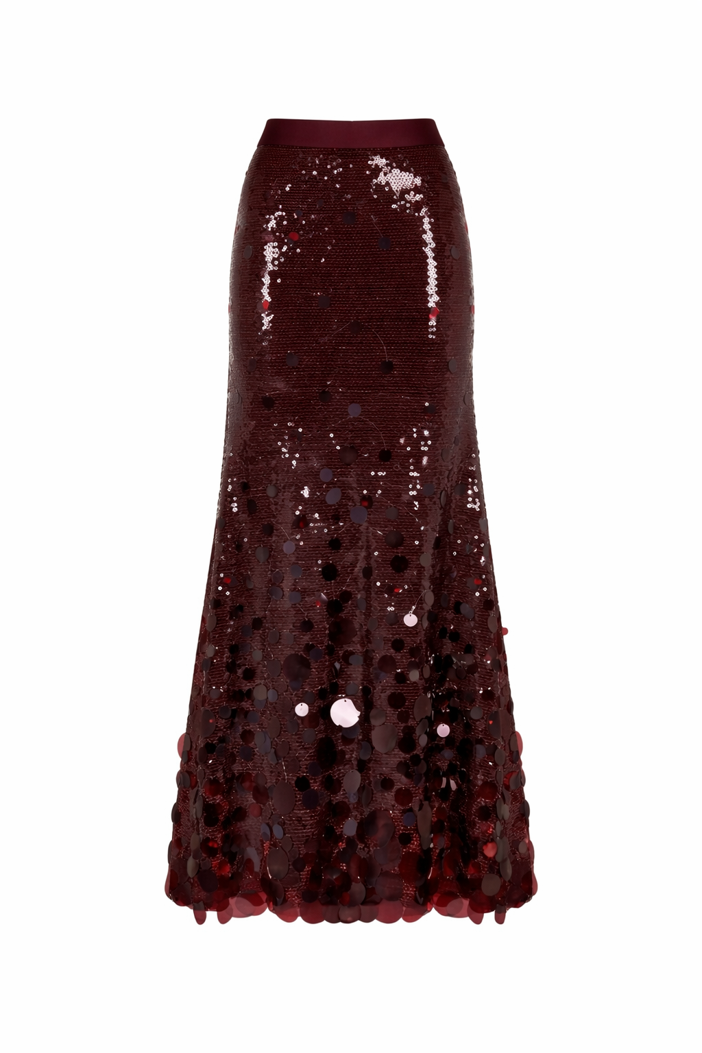 Burgundy Sequin Embellished Skirt