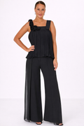 Floral Pleated Noir