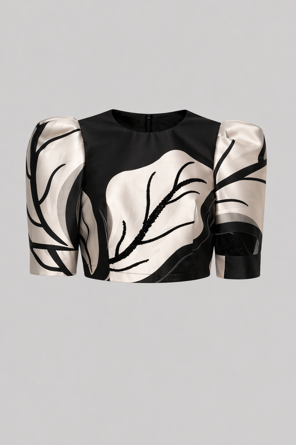 Abstract Print Structured Crop Blouse
