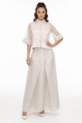 Sheer Sleeve Structured Blouse – Ecru