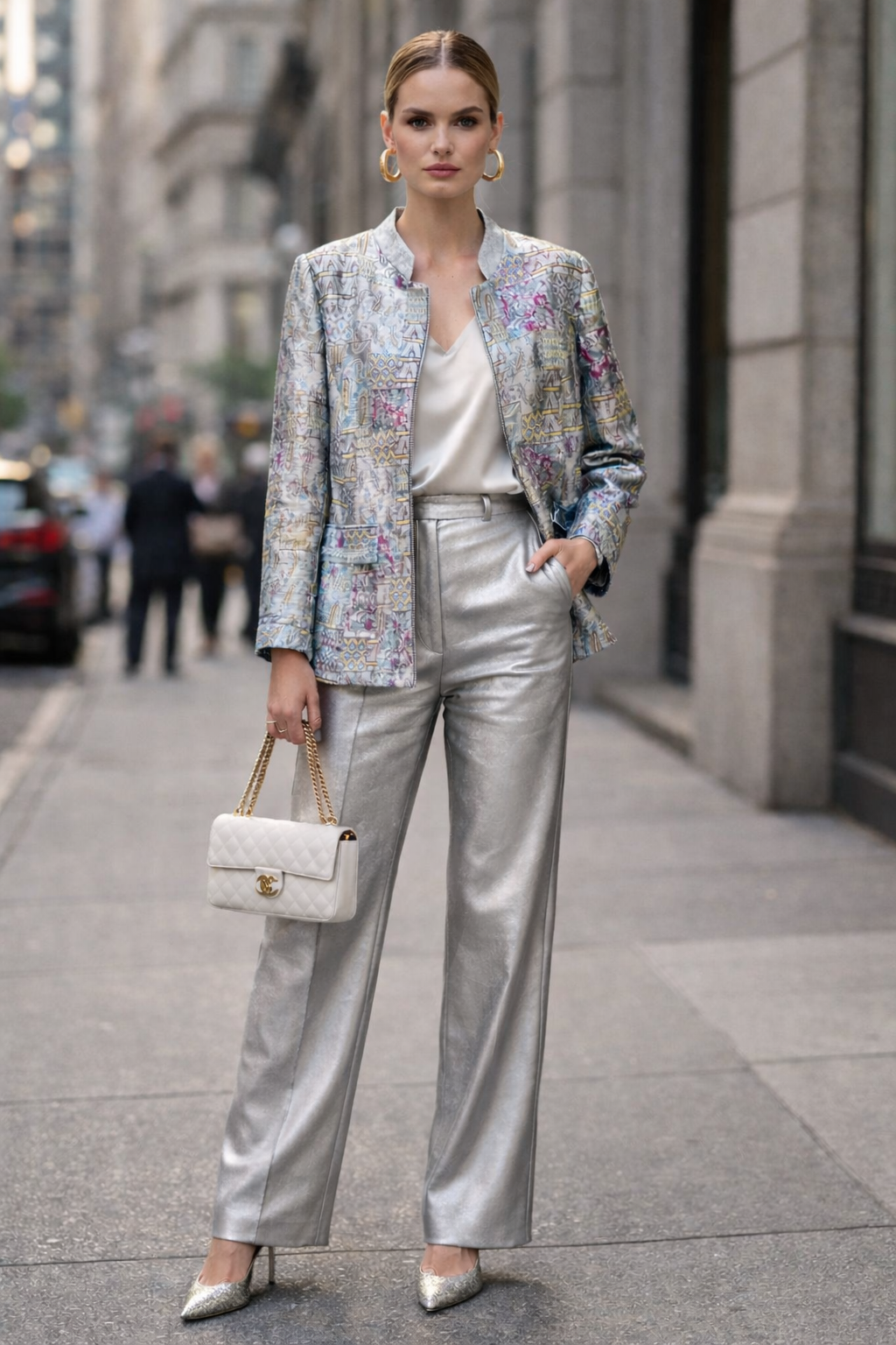 Silver Jacquard Mosaic Jacket