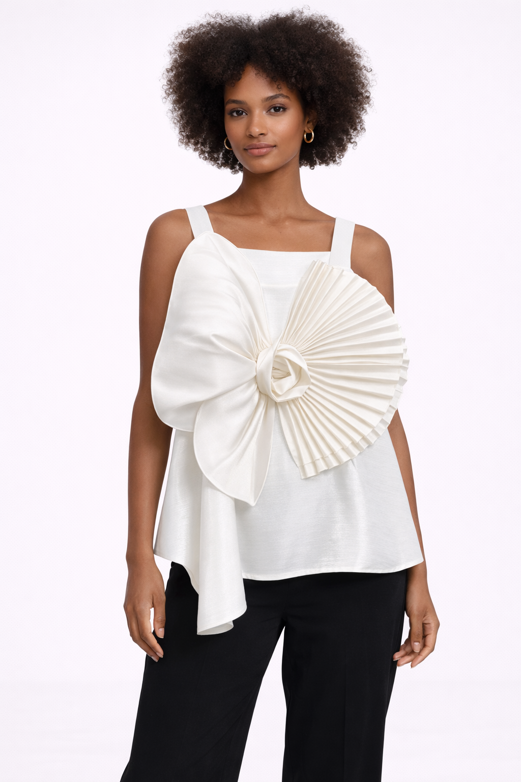 Ivory Sculpted Bow Statement Top