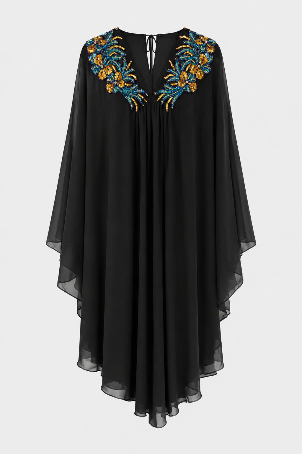 Jeweled Chiffon Cape Blouse
