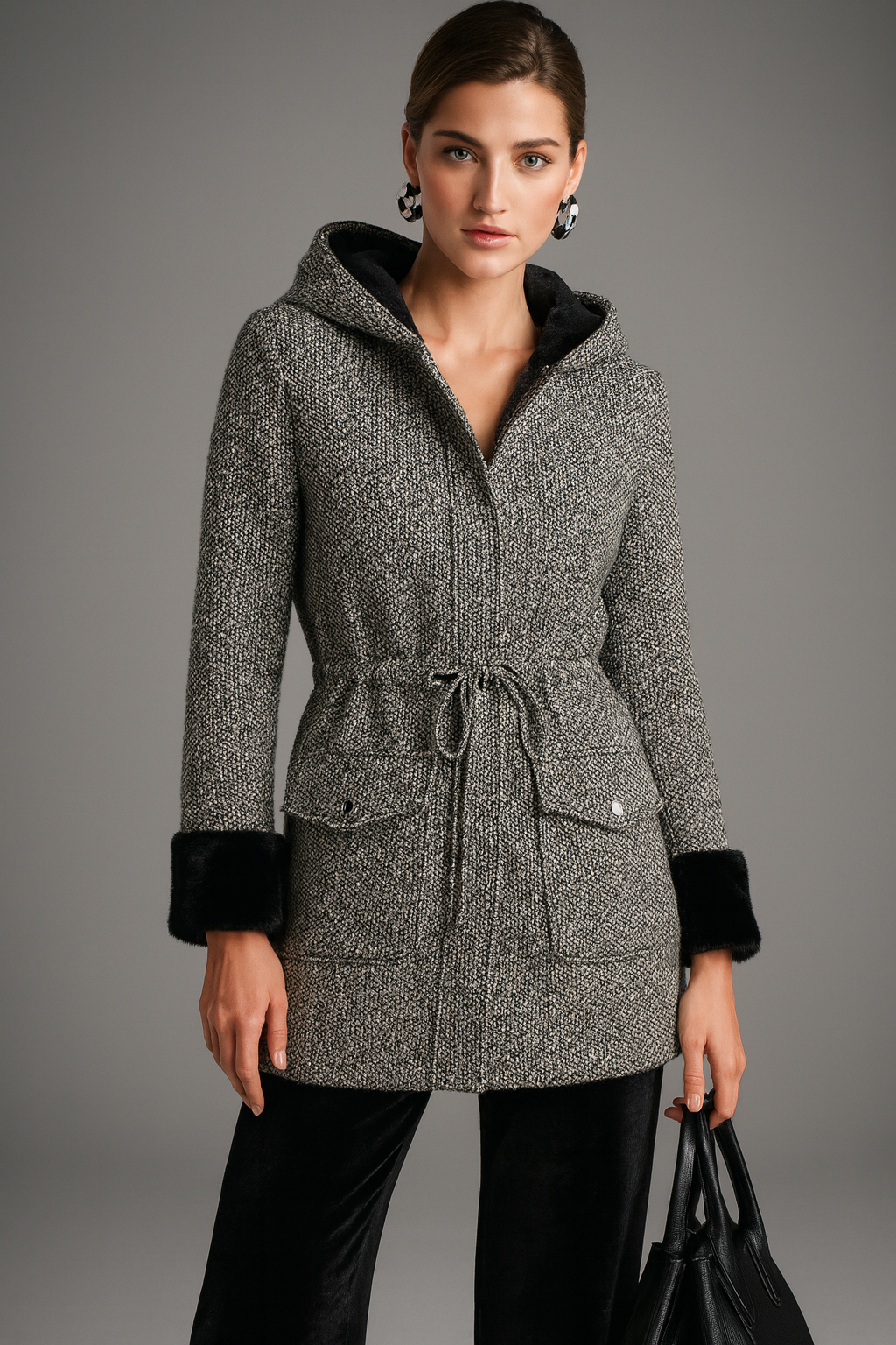 Textured Hooded cardigan