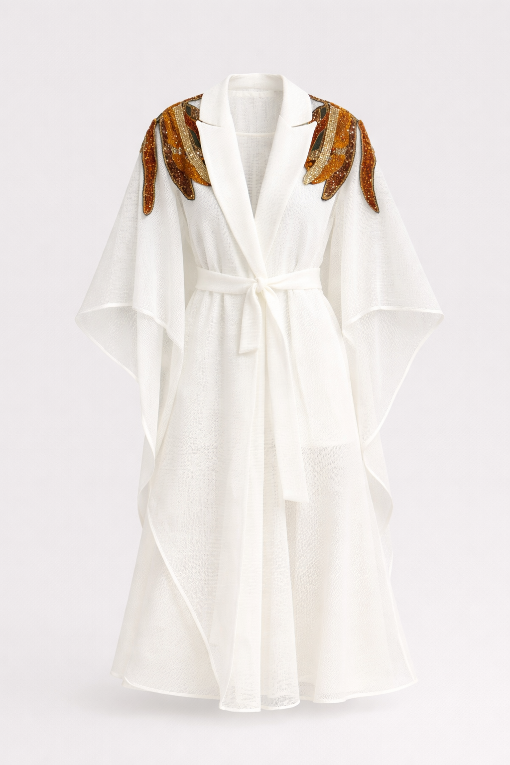 White sequined Cape Dress